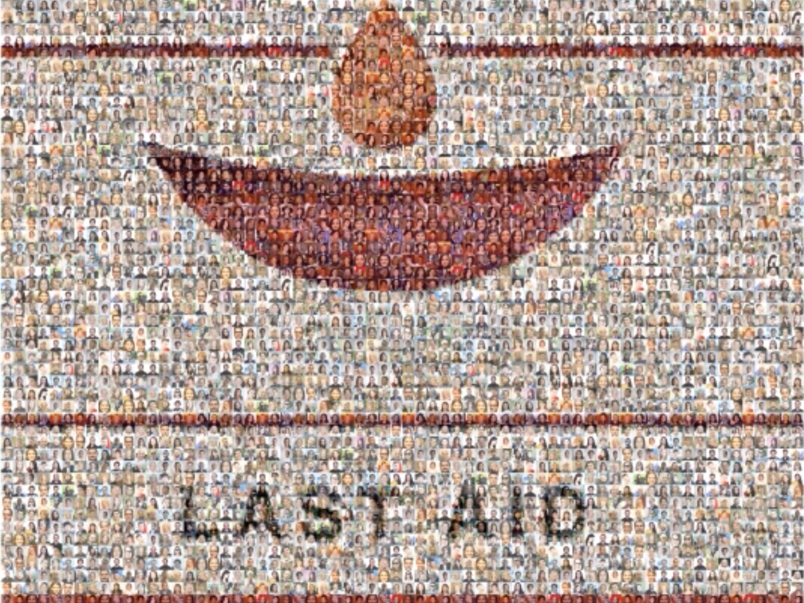 The Last Aid logo, assembled from hundreds of portrait photographs